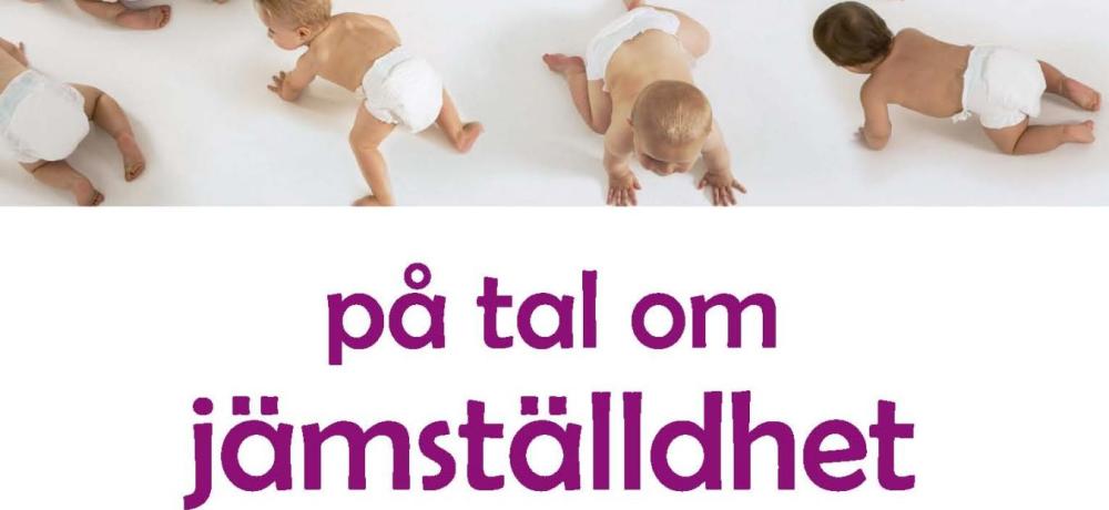Lila text från publikationens titelsida På tal om jämställdhet, Åland 2017