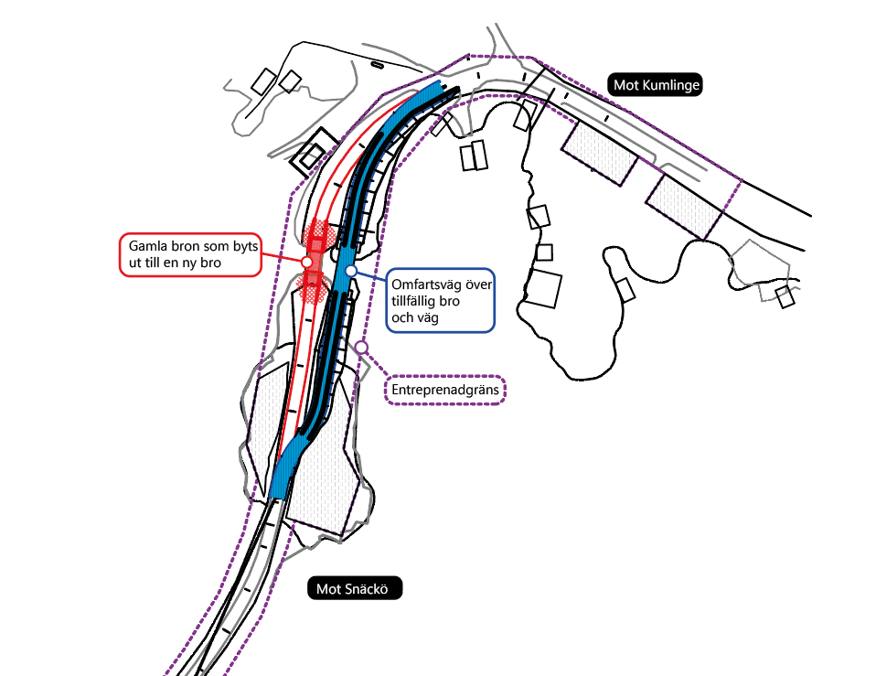 : Kartan visar omfartsväg under byggtiden