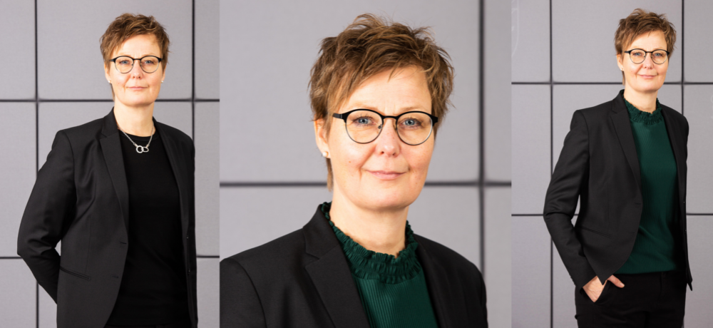Tre bilder av utbildnings- och kulturminister Annika Hambrudd.