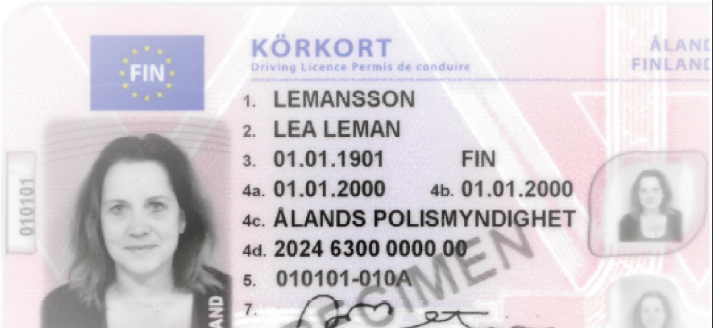 bild på åländskt körkort