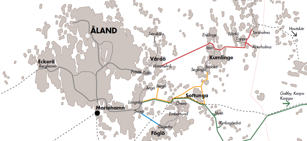Vy över linjetrafiken på Åland