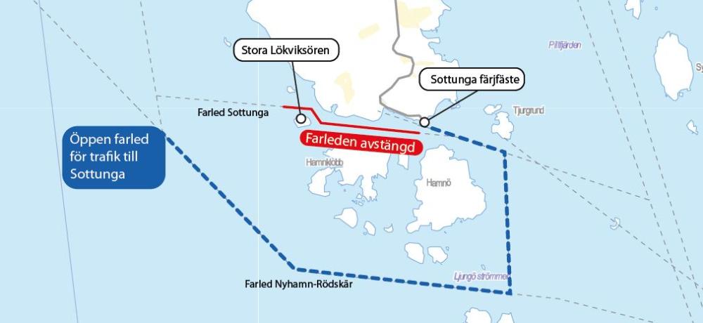 Karta över muddringsfarleden